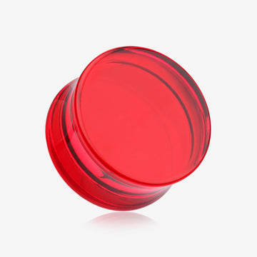 A Pair of Basic UV Acrylic Double Flared Ear Gauge Plug-Red
